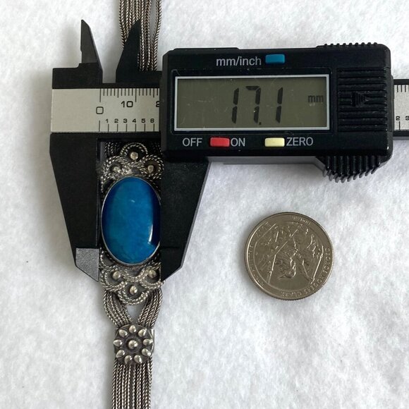 VTG Silver 950 FUAT Blue Quartz Turkish Triple Foxtail Chain Tassel Necklace 49g - Picture 16 of 16